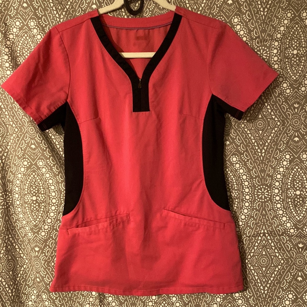 Healing Hands pink scrub top